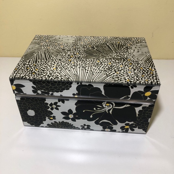 Trina Turk Decorative Floral Mirrored Accessories Box Jewelry Trinket Storage